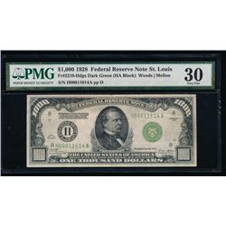 1928 $1000 St Louis Federal Reserve Note PMG 30