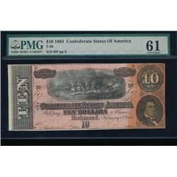 1864 $10 Confederate States of America Note PMG 61