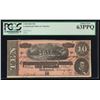 Image 1 : 1864 $10 Confederate States of America Note PCGS 63PPQ