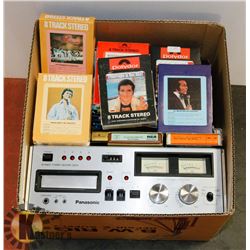 PANASONIC 8 TRACK PLAYER WITH 8 TRACK TAPES