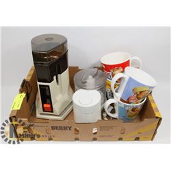 FLAT WITH COFFEE CUPS, AND TWO ELECTRIC GRINDERS