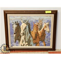 FRAMED HORSE PAINTING 24X22
