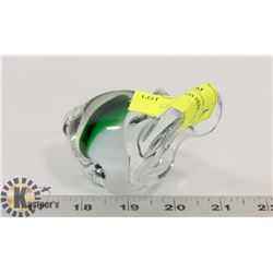 HAND BLOWN GLASS HIPPO GREEN