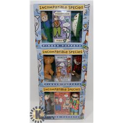 LOT OF 3 NEW INCOMPATIBLE SPECIES FINGER PUPPETS