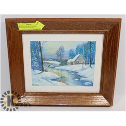ORIGINAL ART PIECE FRAMED WINTER SCENE PAINTING