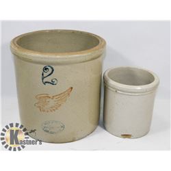 1/2 GALLON AND 2 GALLON RED WING CROCKS