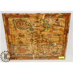 ANTIQUE LAMINATED MAP.