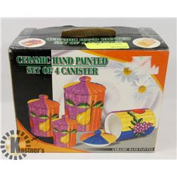 CERAMIC HAND PAINTED SET OF 4 CANISTERS