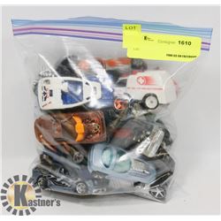 BAG OF VINTAGE TOY CARS, SOME HOTWHEELS