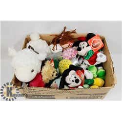 BOX W/COLLECTIBLES - NEW TY'S, LAMB, MINI
