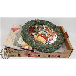 3 THE SPIRIT OF XMAS BOOKS WITH NEW PORCELAIN WALL