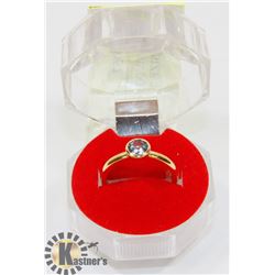 #218-GENUINE BLUE TOPAZ GEMSTONE RING SIZE 7