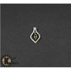 #127-GENUINE GREEN PERIDOT & CZ PENDANT