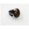 Image 2 : 7)  STAINLESS STEEL OVAL TIGER'S EYE RING