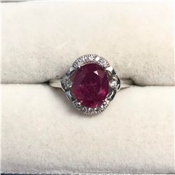 SILVER RUBY CUBIC ZIRCONIA RING