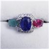 Image 1 : SILVER SAPPHIRE EMERALD RUBY W/ CZ RING