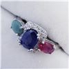 Image 2 : SILVER SAPPHIRE EMERALD RUBY W/ CZ RING
