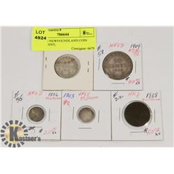 LOT OF 5 NEWFOUNDLAND COIN 1909-50 CENT,