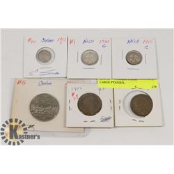 LOT OF 5 CANADA COINS-1915, 1916 LARGE PENNIES,