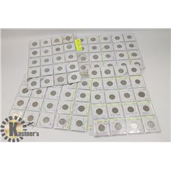 4 SHEETS OF 1930-1939 CANADIAN 5 CENT COINS,