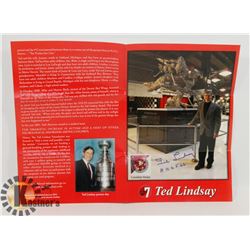 TED LINDSAY SIGNED PAMPHLET.