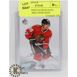 AUTOGRAPHED PATRICK KANE HOCKEY CARD UPPER DECK