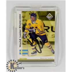 HENRIK SEDIN SIGNED SWEDEN CARD.