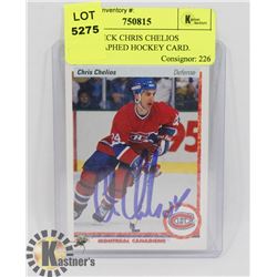 UPPER DECK CHRIS CHELIOS AUTOGRAPHED HOCKEY CARD.