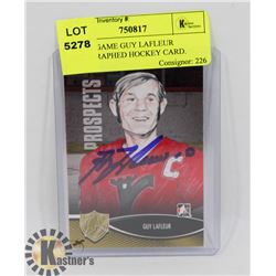 IN THE GAME GUY LAFLEUR AUTOGRAPHED HOCKEY CARD.