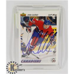 JOHN LECLAIR MONTREAL CANADIENS SIGNED ROOKIE CARD