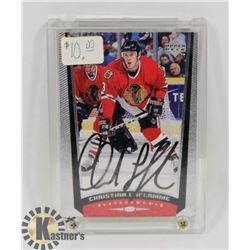 CHRISTIAN LAFLAMME CHICAGO BLACKHAWKS SIGNED CARD.