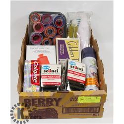 NEW TOOTHPASTE, CURLERS, HANDWARMERS, HAIRSPRAY