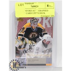 BILL RANFORD AUTOGRAPHED HOCKEY CARD UPPER DECK.