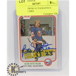 BOB NYSTROM AUTOGRAPHED HOCKEY CARD