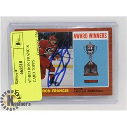 AUTOGRAPHED RON FRANCIS HOCKEY CARD TOPPS