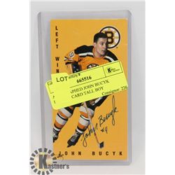 AUTOGRAPHED JOHN BUCYK HOCKEY CARD TALL BOY