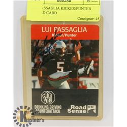 LUI PASSAGLIA KICKER/PUNTER SIGNED CARD