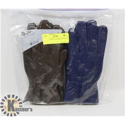 2 PACK LADIES LEATHER GLOVES SZ MED