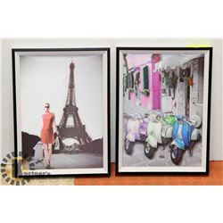 LOT OF 2 NEW EUROPEAN 3D FRAMED ARTWORK
