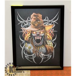 FRAMED 3D FLAMING SKULL ARTWORK