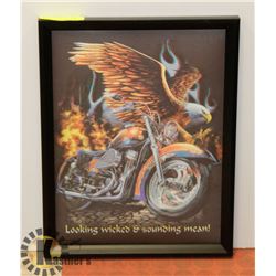 FRAMED 3D FLAMING SKULL ARTWORK
