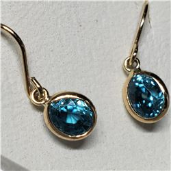 10K YELLOW GOLD NATURAL BLUE ZIRCON EARRINGS