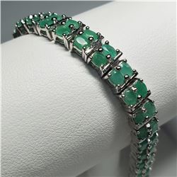 SILVER 68 EMERALDS BRACELET