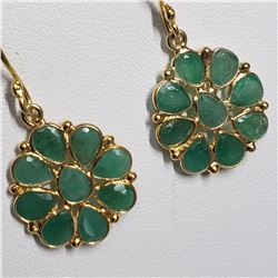 SILVER EMERALD HAND CRAFTED EARRINGS