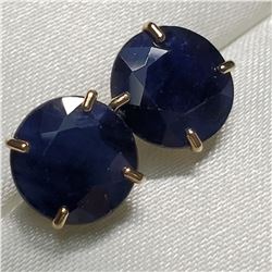 14K YELLOW GOLD SAPPHIRE ENHANCED BLUE EARRINGS
