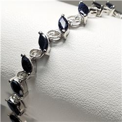 SILVER BLACK SAPPHIRE MARQUISE CUT BRACELET