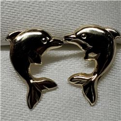 14K YELLOW GOLD DOLPHIN SHAPE EARRINGS