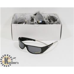 BOX OF BLACK DESIGNER SUNGLASSES WITH METAL ARMS