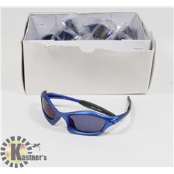BOX OF METALLIC BLUE DESIGNER SUNGLASSES