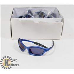 BOX OF METALLIC BLUE DESIGNER SUNGLASSES